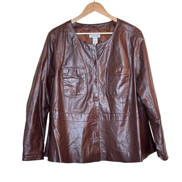 Jessica London Womens Leather Jacket Size 18 Quiet Luxury‎ Capsule Career - Picture 1 of 7